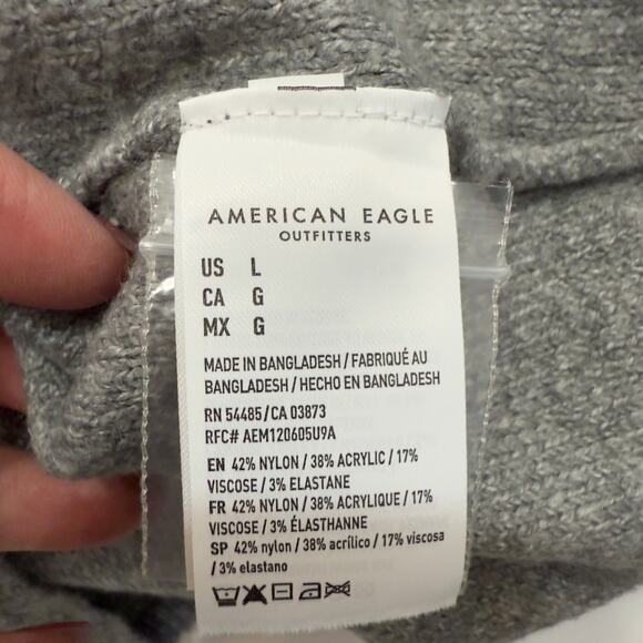 American Eagle Women's Size L Gray Long Sleeve Half Button Up Sweater #3557 - Picture 8 of 9